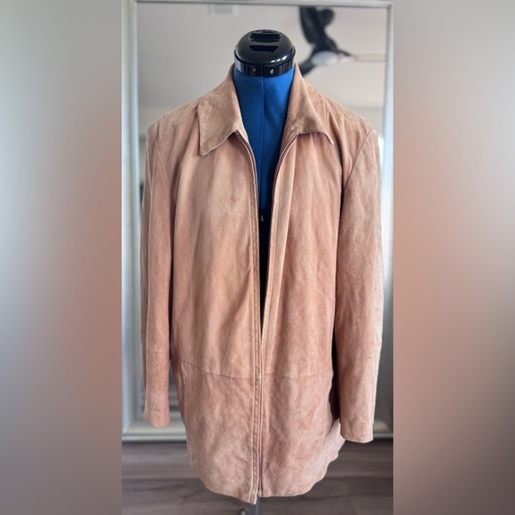 MaxMara Jackets & Blazers - Max Mara Leather Suede Zip Up Chore Blazer Jacket Women’s Size 8 *Flaws
